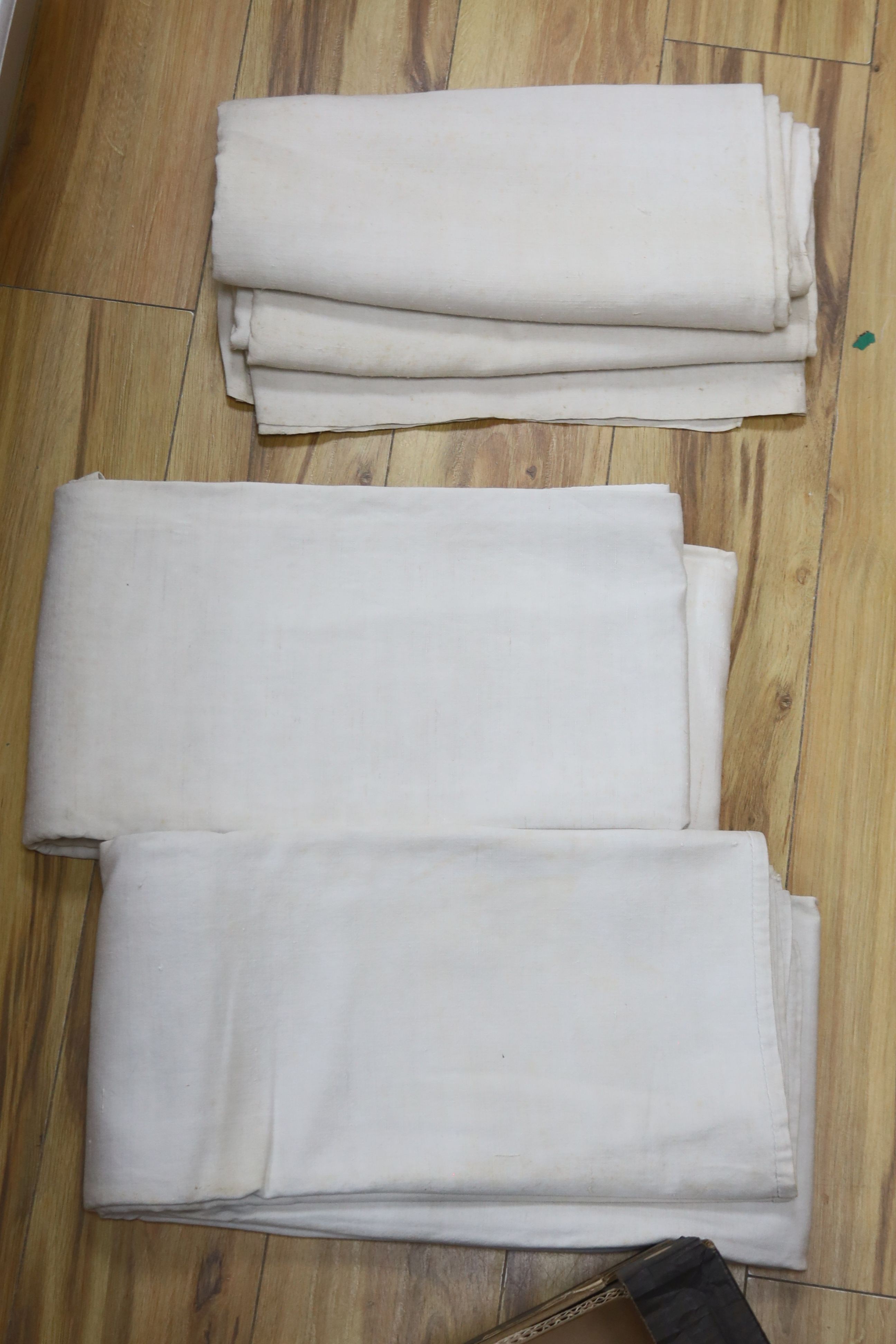 Six French Provincial coarse linen sheets